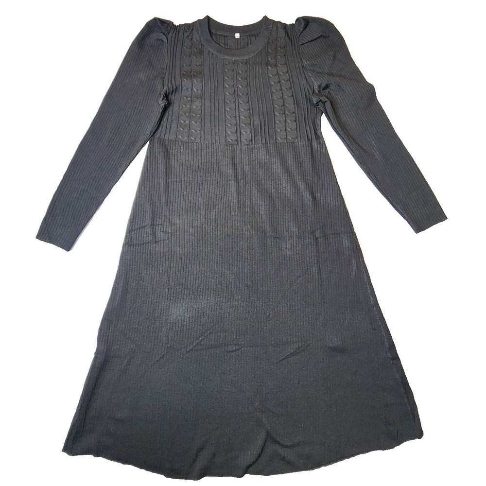 Long Sleeve Maternity Dress Yellow Pregnancy, Black, Size Medium New